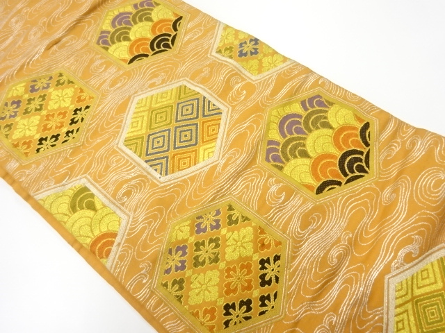 JAPANESE KIMONO / ANTIQUE NAGOYA OBI / SILK / WOVEN KIKKO & CLASSICAL PATTERN